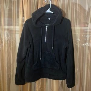 Fuzzy black quarter zip